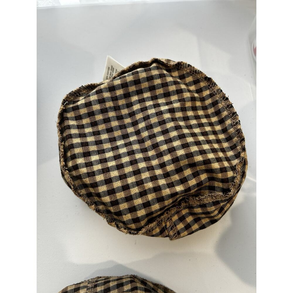 Longaberger Khaki Check BUTTON Basket Liner RARE 7" ROUND - Picture 2 of 2